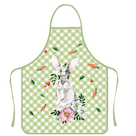 Cute Easter Rabbit Pattern Polyester Sleeveless Apron, with Double Shoulder Belt, for Household Cleaning Cooking