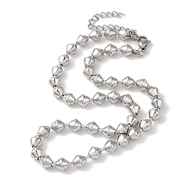 304 Stainless Steel Rhombus Beads Necklace for Women