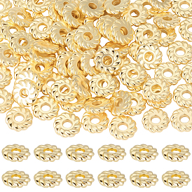 120Pcs Flower Brass Beads, Long-Lasting Plated, Rack Plating, Lead Free & Cadmium Free