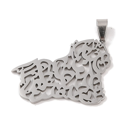 Pendentifs en acier inoxydable, creux, charme de chat