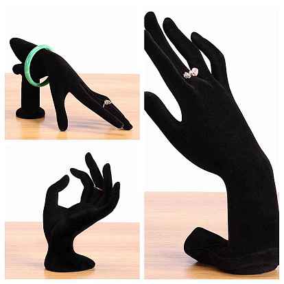 Hand Shaped Velvet Jewelry Display Stands, Jewelry Display Holder for Rings and Bracelets Storage