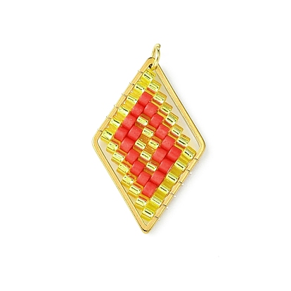 Подвески в форме ромба из стеклянного бисера, с целью перехода в кольце