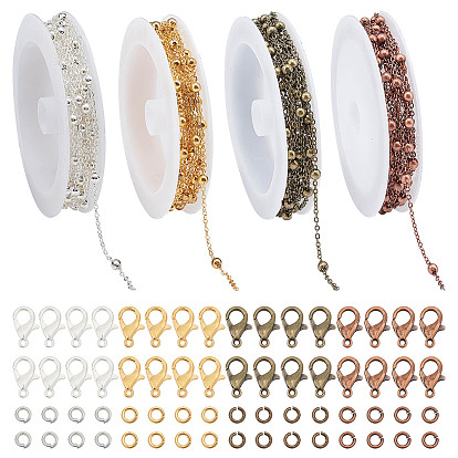 DIY Necklace Making Kits, Including Brass Coated Iron Satellite Chains & Jump Rings, Zinc Alloy Lobster Claw Clasps