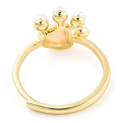 Регулируемое кольцо с отпечатками собачьих лап из натурального жемчуга, украшения из латуни для женщин