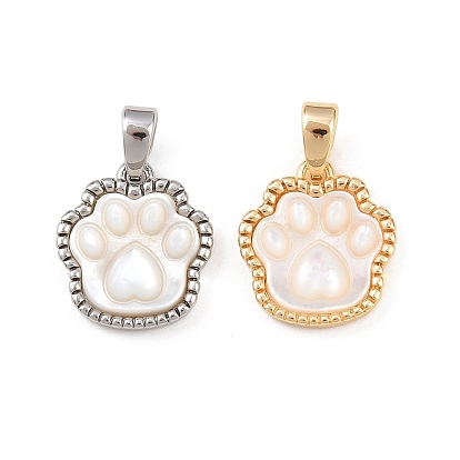 Натуральные белые подвески с отпечатками лап из ракушек, с латунной, цветочный белый