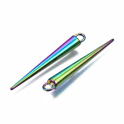 Rainbow Color Alloy Pendants, Cadmium Free & Nickel Free & Lead Free, Cone