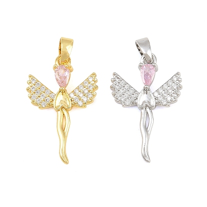 Anhänger aus Messing mit Mikropavé und rosa Zirkonia, Engel Charme