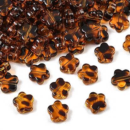 Transparent Acrylic Beads, Leopard Print Flower