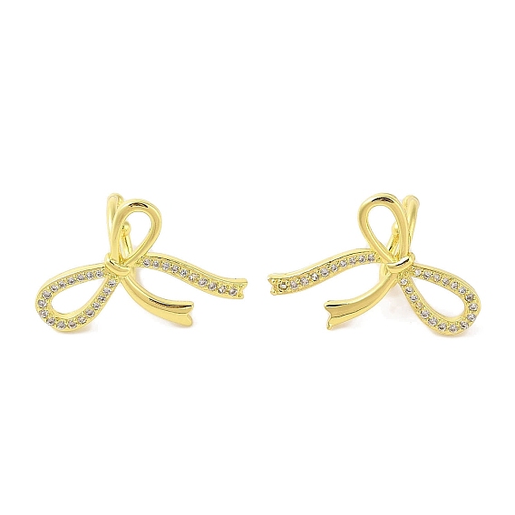 Левая и правая латунные серьги-манжеты с бантом, с прозрачным фианитом для женщин
