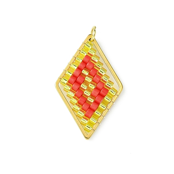 Подвески в форме ромба из стеклянного бисера, с целью перехода в кольце