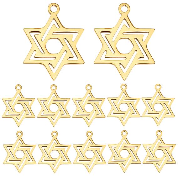 12шт ионное покрытие (ip) 316л хирургические подвески из нержавеющей стали, без никеля , звезда Дэвида Шарма
