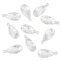 10Pcs Brass Clear Glass Pendants, Faceted, Teardrop