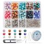 DIY Earring & Bracelets Making Kits, Including Baking Paint Glass Beads, Brass Earring Hooks, Brass & Alloy Spacer Beads, Elastic Crystal Thread, Steel Scissors and Iron Beading Needles