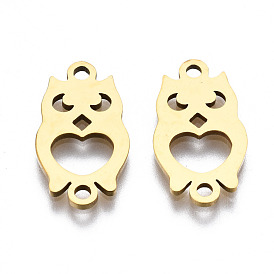 201 Stainless Steel Link Connectors, Laser Cut, Owl