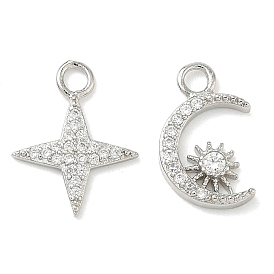 Латунные микропаве прозрачные подвески с фианитом, платина