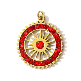 Плоские круглые подвески из нержавеющей стали со стразами, ионное покрытие (ip)