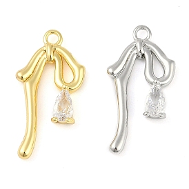 Латунные микропаве прозрачные подвески с фианитом, бантом прелести