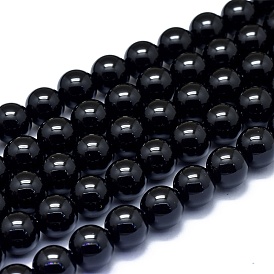 Natural Black Onyx Beads Strands, Round