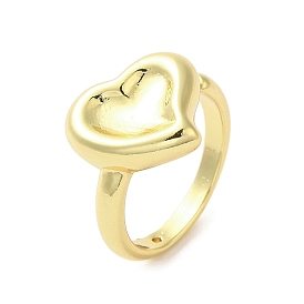 Rack Plating Brass Finger Ring, Long-Lasting Plated, Cadmium Free & Lead Free, Heart