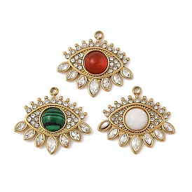 Подвески для глаз из драгоценных камней, 304 подвески из нержавеющей стали с кристаллами и стразами, реальный 18 k позолоченный, вакуумное покрытие pvd