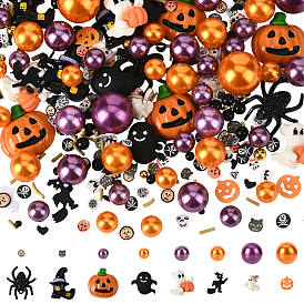 Наборы для самостоятельного изготовления украшений на тему Хэллоуина, включая искусственный жемчуг из АБС-пластика и стеклянные бусины, Подвески из сплава , кабошоны из смолы и полимерной глины