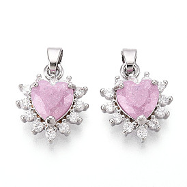 Латунные микро проложить кубического циркония подвески, без кадмия, без никеля и без свинца, сердце