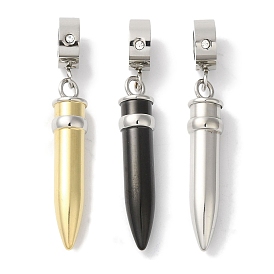 Ion Plating(IP) 304 Stainless Steel European Dangle Charms, Bullet Shaped Large Hole Pendants