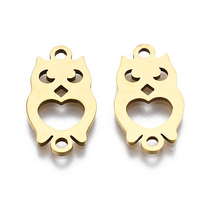 201 Stainless Steel Link Connectors, Laser Cut, Owl