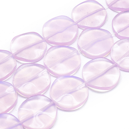 Perles opalite brins, plat rond, ondulés