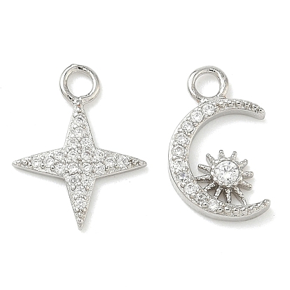 Латунные микропаве прозрачные подвески с фианитом, платина