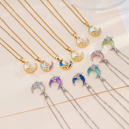 Ожерелья с подвеской в виде бабочки и луны из латуни и смолы для женщин