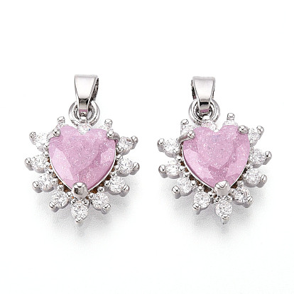 Латунные микро проложить кубического циркония подвески, без кадмия, без никеля и без свинца, сердце