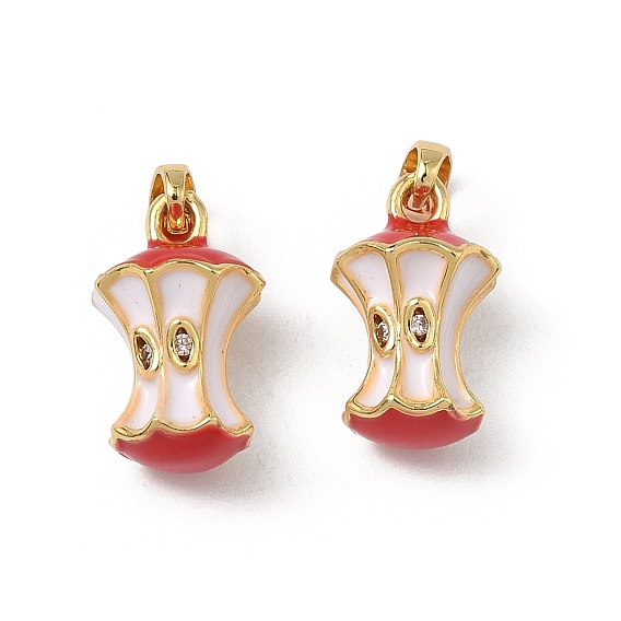 Латунные микро проложить кубического циркония подвески, с эмалью, яблочный шарм