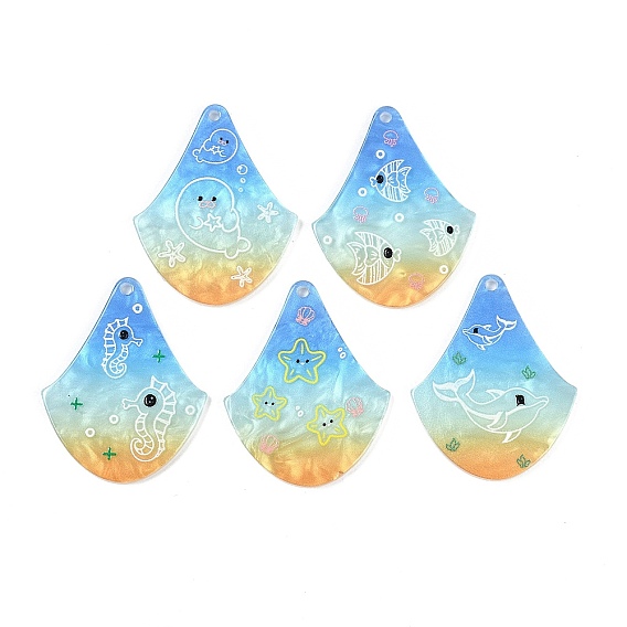 Серия морских организмов в форме веера акриловые подвески