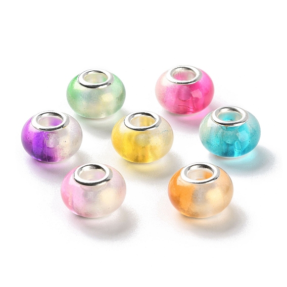 2 оттенок полимер европейский бисер, RONDELLE большие шарики отверстия, с двойными сердечниками из сплава платинового тона