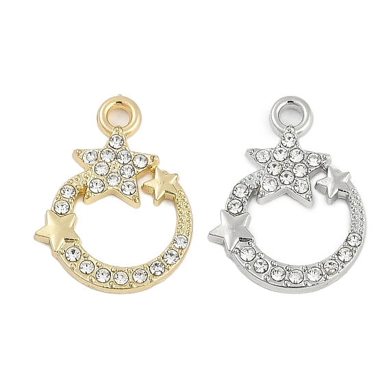 Подвески из сплава с микропаве из стразов, звезда