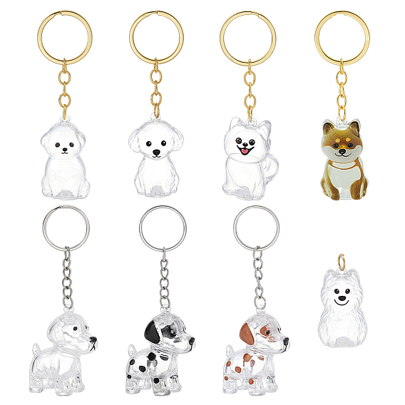 8шт. 8 стилей, железных брелоков, собака, Памятные капсулы из шерсти домашних животных