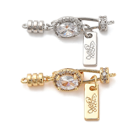 Латунное микропейв, прозрачный кубический цирконий, складные застежки, без кадмия, без никеля и без свинца, овальные и бабочка