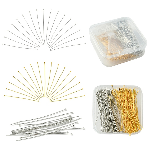 180шт 2 цвета латунные штифты с шаровой головкой