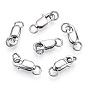 Rhodium Plated 925 Sterling Silver Lobster Claw Clasps, with Double Jump Rings, with 925 Stamp