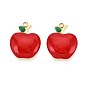 304 подвески из нержавеющей стали, с эмалью, яблочный шарм, реальный 18 k позолоченный, ионное покрытие (ip)