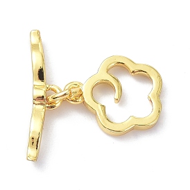 Rack Plating Brass Toggle Clasps, Long-Lasting Plated, Flower, Cadmium Free & Lead Free