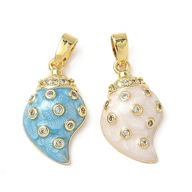 Латунные микро проложить кубического циркония подвески, форма раковины, с эмалью