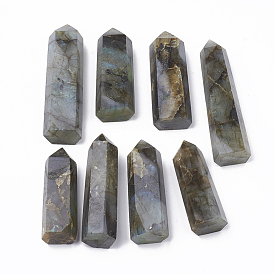 Perles naturelles de labradorite, pierres de guérison, baguette magique de thérapie de méditation d'équilibrage d'énergie de reiki, pas de trous / non percés, hexagone prisme