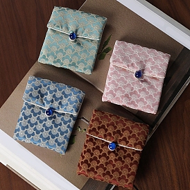 Chinese Style Cloth Bags with Buttons, Rectangle Jewelry Pouches