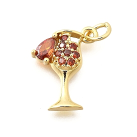 Латунные микро проложить кубического циркония подвески, без кадмия и без свинца, бокал для вина с подвесками в виде слезинок, с целью перехода в кольце