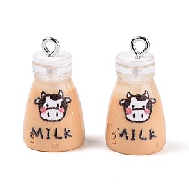 Печатные подвески из непрозрачной смолы, молочный шарм, с платиново-железными петлями