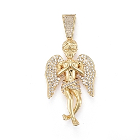 Латунные микропаве прозрачные подвески с фианитом, долговечный, молится ангел