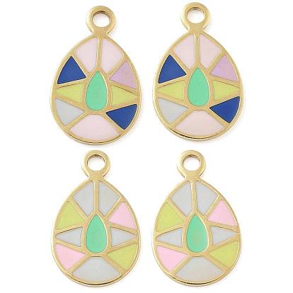 Ионное покрытие (ip) 304 брелоки из нержавеющей стали с эмалью, реальный 18 k позолоченный, очарование слезы