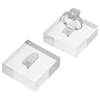 Acrylic Jewelry Single Ring Display Stands, Square